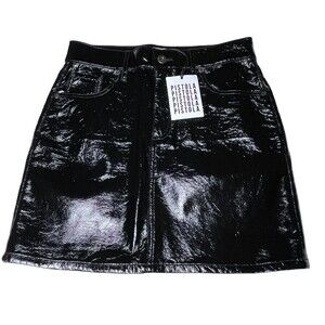 Pistola Black Faux Leather Skirt Size 27 Women's Y2K NWT MSRP $98